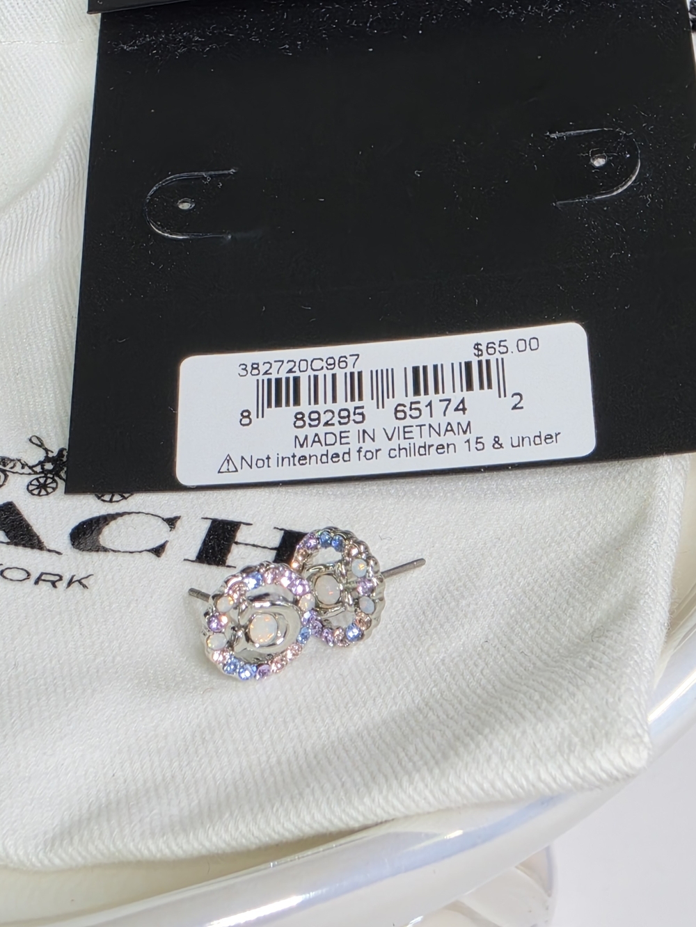 Coach Signature Multicolor Crystal Stud Earrings- NWT - Picture 4 of 4